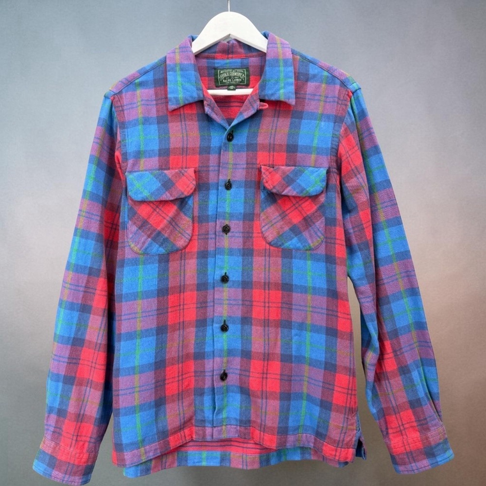Polo Ralph Lauren Polo Country Plaid Flannel Shirt Mens M Workwear Red Blue